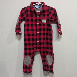 Good Lad Baby Boy One piece Red/white Button Romper Checkers Size 18M